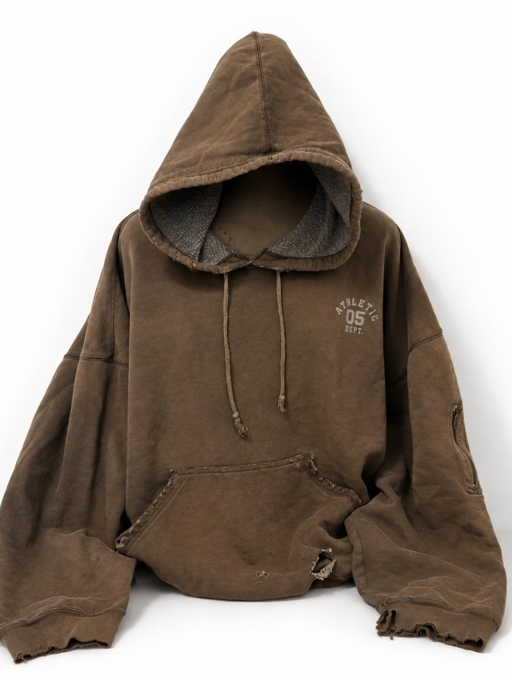 Athletic '05 Brown Men's Hooded Pullover - Natural Distressed